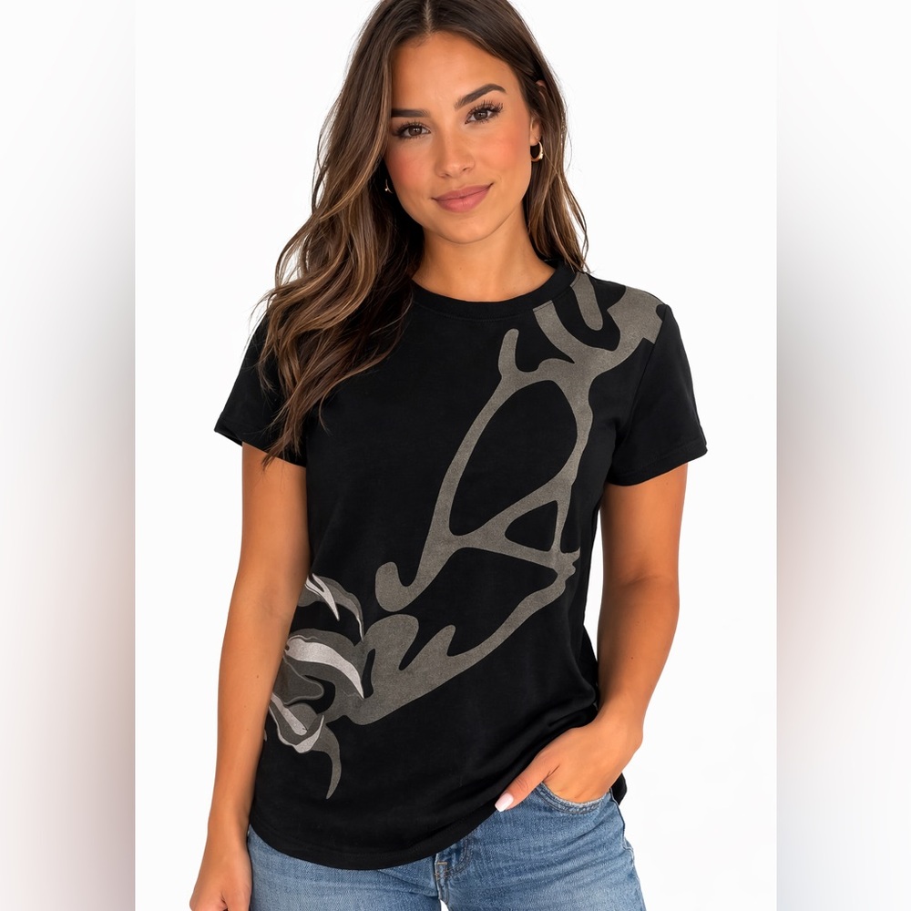 Versace Black and Gray Graphic Tee - Size XS-S